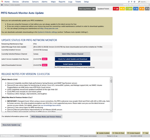 Automatic Software Update Page Automatic Software Update Page