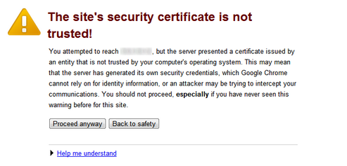 Security Warning in Google Chrome Browser Security Warning in Google Chrome Browser