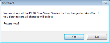 PRTG Server Administrator Confirm Service Restart PRTG Server Administrator Confirm Service Restart