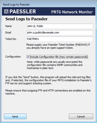 Send Logs to Paessler Send Logs to Paessler