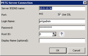 PRTG Server Connection Settings in Enterprise Console PRTG Server Connection Settings in Enterprise Console