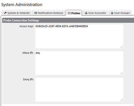 Probes Settings in System Administration Probes Settings in System Administration