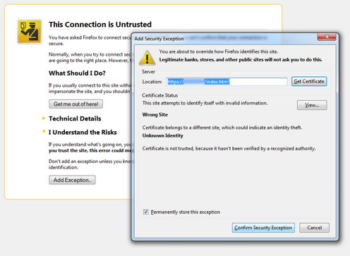 Security Warning in Mozilla Firefox Security Warning in Mozilla Firefox