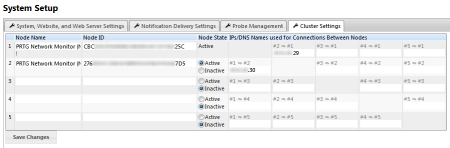 System Setup Cluster Settings System Setup Cluster Settings