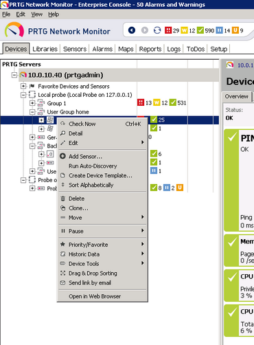 Context Menu in the Enterprise Console Context Menu in the Enterprise Console
